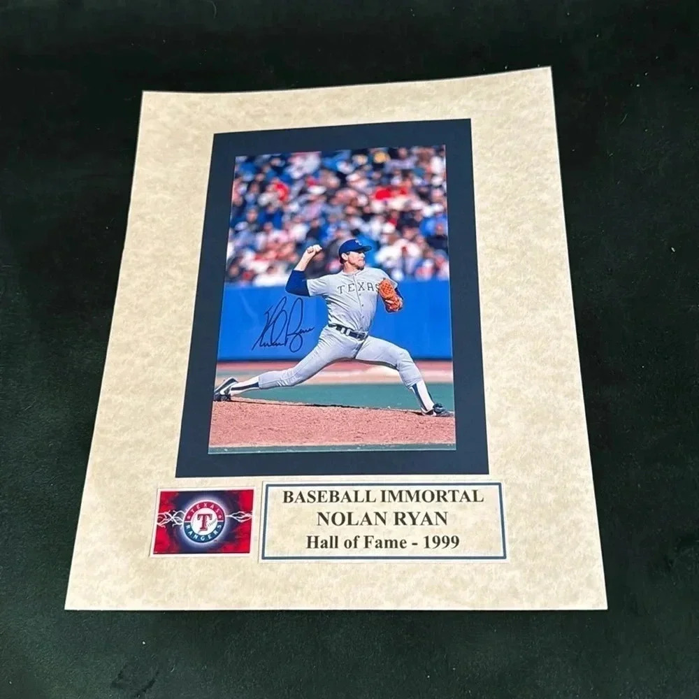 Nolan Ryan autograph Texas Rangers photo